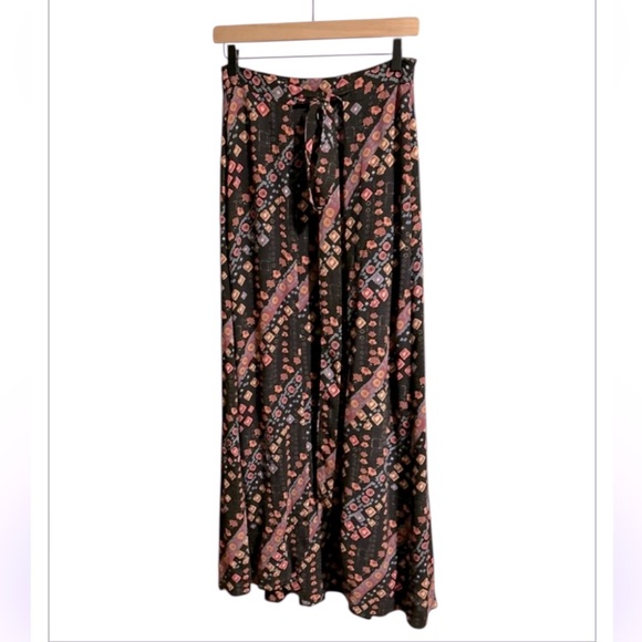 Free People Sheer Faux Wrap Slits Remember Me Bohemian Gypsy Floral Maxi Skirt - Picture 4 of 11